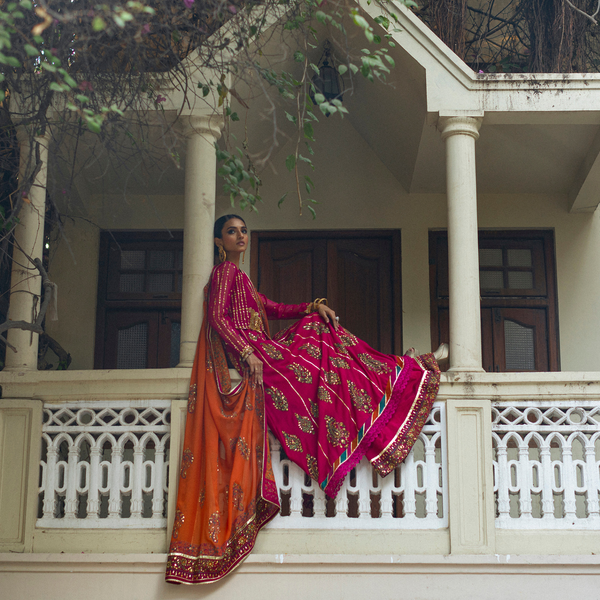 Wahajmkhan | Bahar Begum Formals | MAGENTA BLOCK ANARKALI - Official Wahaj M.Khan stockist in UK - Sakeena London