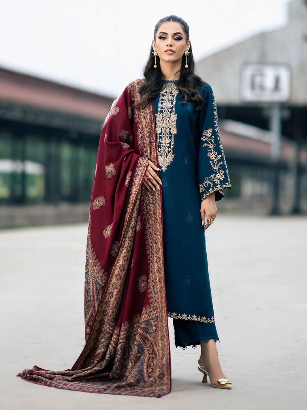 Izel | Musafir Embroidered Winter Collection 24 | VASL - Official Izel stockist in UK - Sakeena London