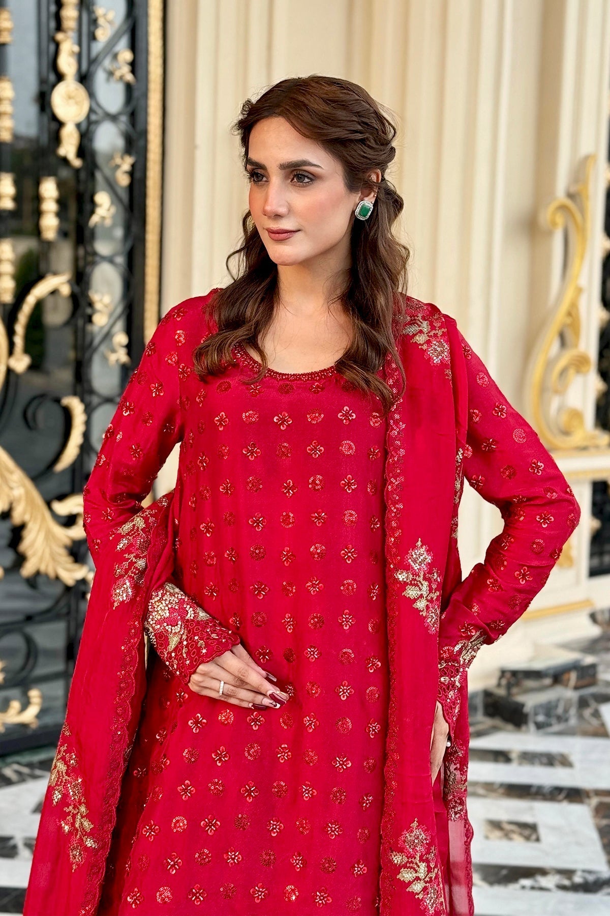 Mina Kashif | Loona Lawn 25 | Ruby - Official Mina Kashif stockist in UK - Sakeena London