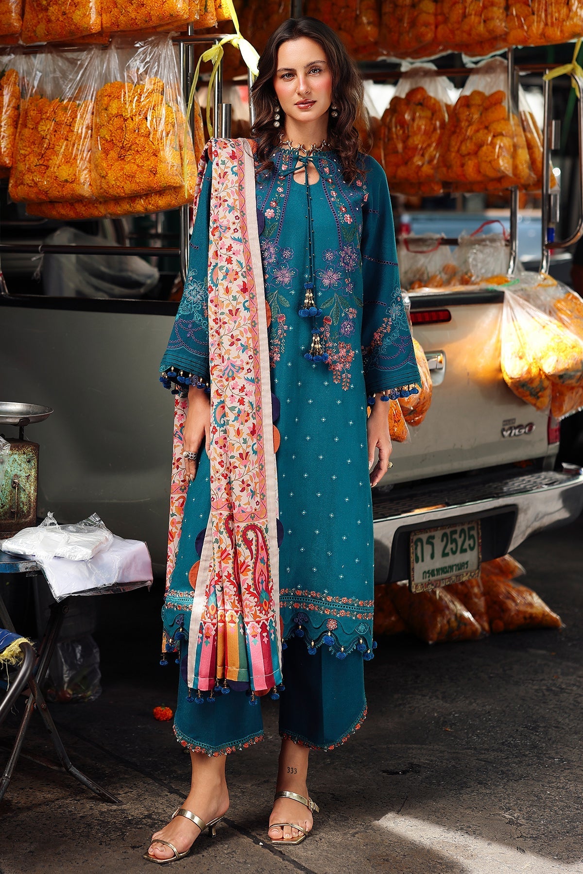 Charizma | Poshima Winters 25 | 3-pc Unstitched Wool Shawl Collection PSW5-06 - Official Charizma stockist in UK - Sakeena London