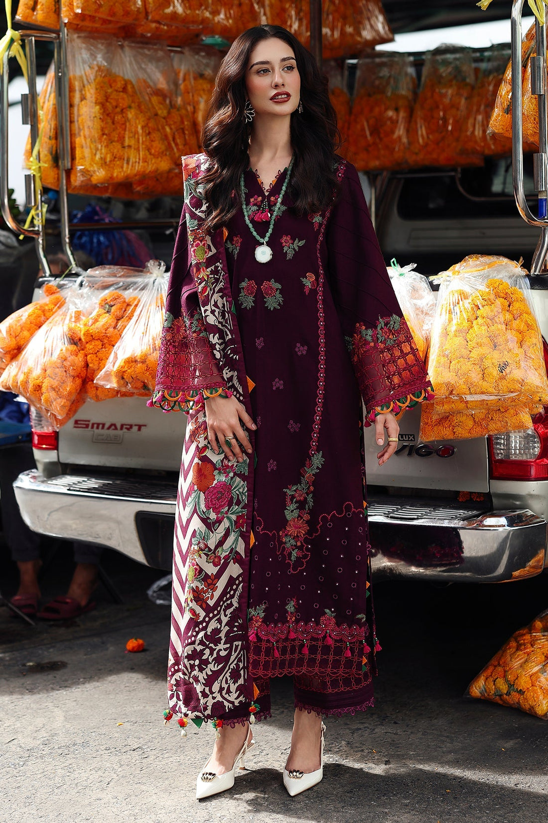 Charizma | Poshima Winters 25 | 3-pc Unstitched Wool Shawl Collection PSW5-02 - Official Charizma stockist in UK - Sakeena London