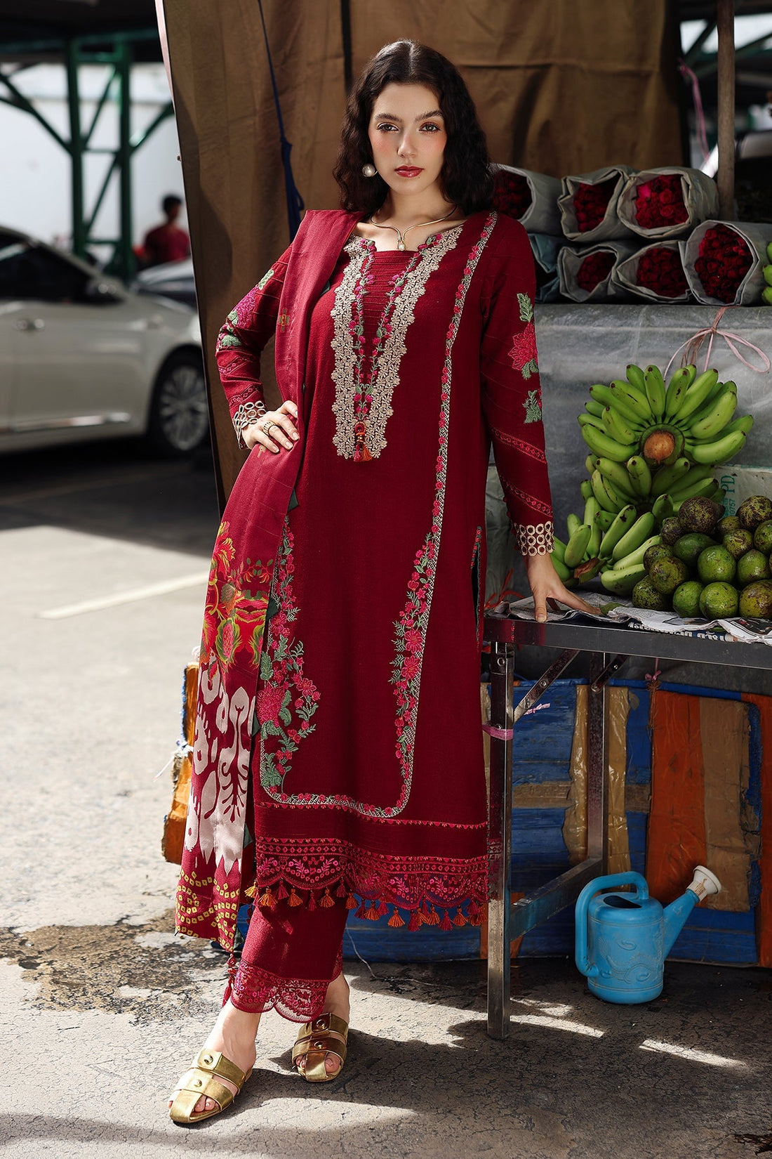 Charizma | Poshima Winters 25 | 3-pc Unstitched Wool Shawl Collection PSW5-01 - Official Charizma stockist in UK - Sakeena London