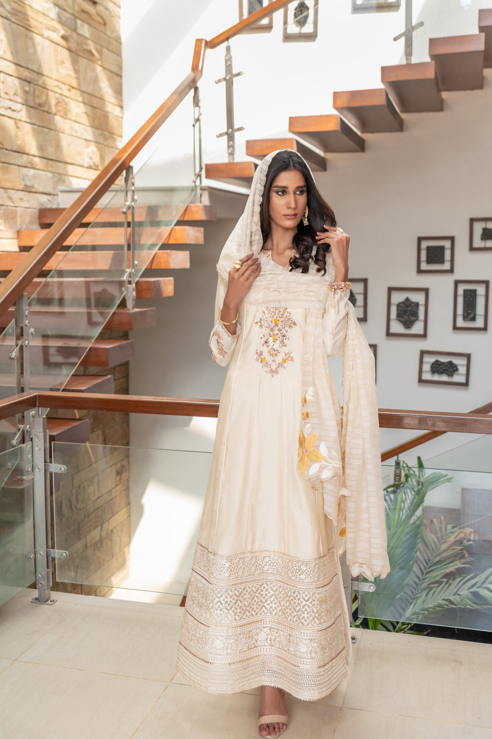 Wahaj M Khan | The Print Story | Cream Cotton TPS Outfit - Official Wahaj M Khan stockist in UK - Sakeena London