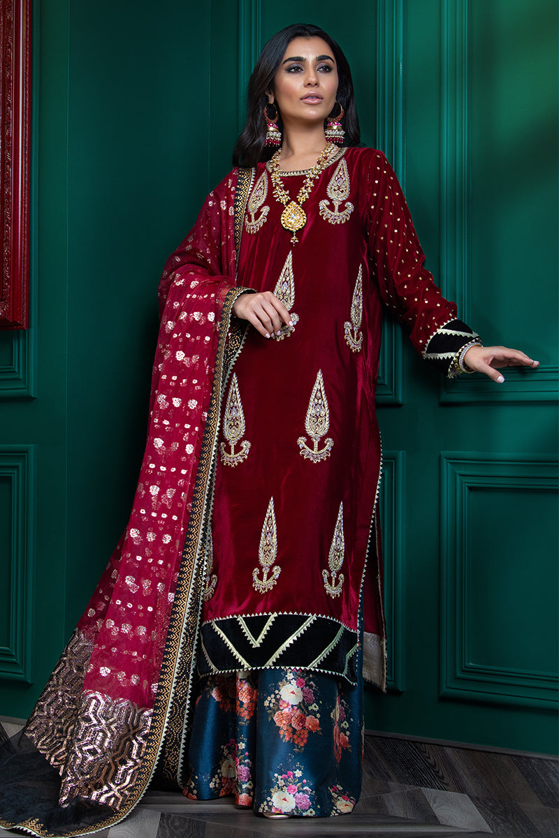 Wardha Saleem | Velvets Winter Fall 24 | Lal Bagh 2 - Official Wardha Saleem stockist in UK - Sakeena London