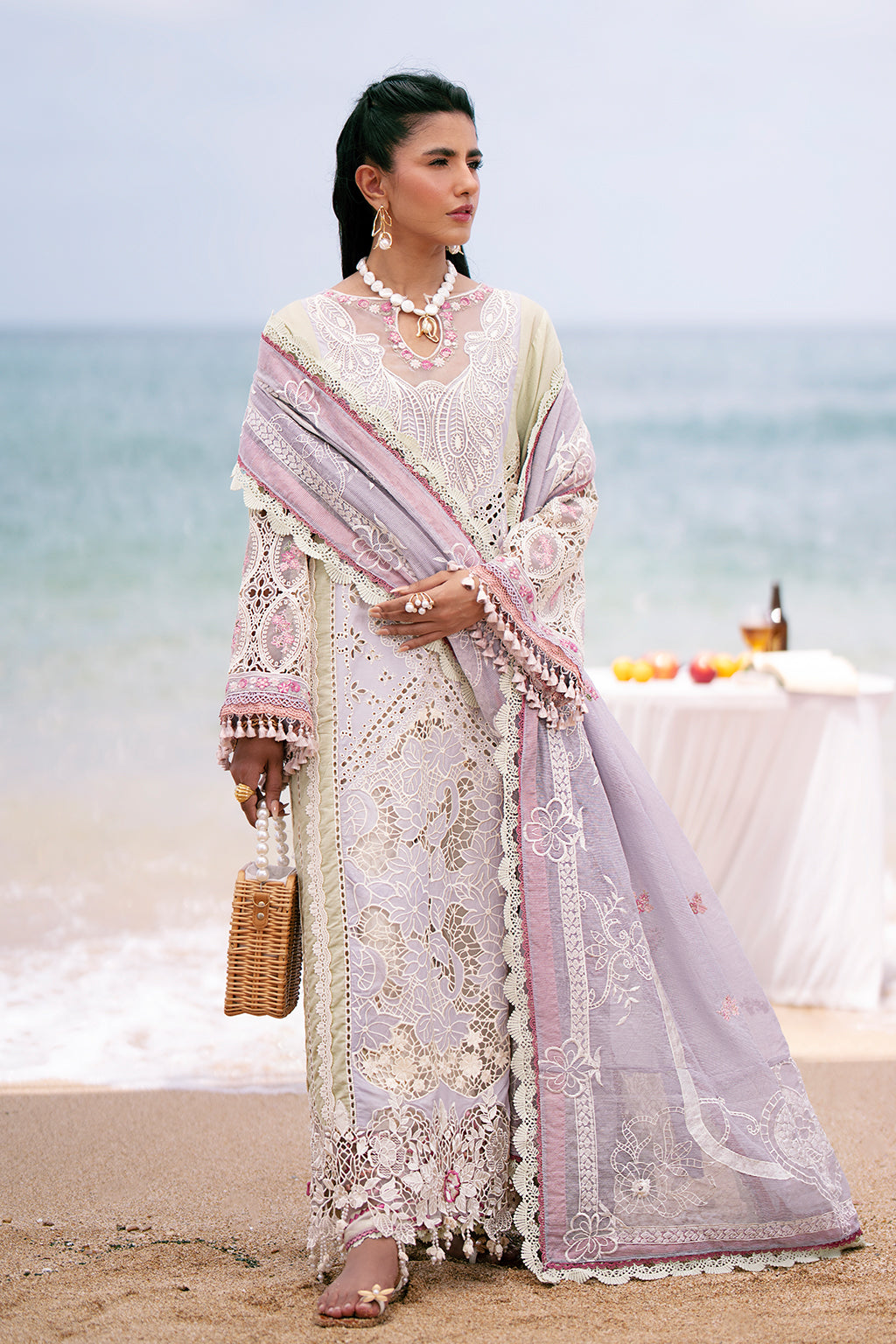 AJR Couture | Dastan Luxury Lawn 25 | Wave - Official AJR Couture stockist in UK - Sakeena London