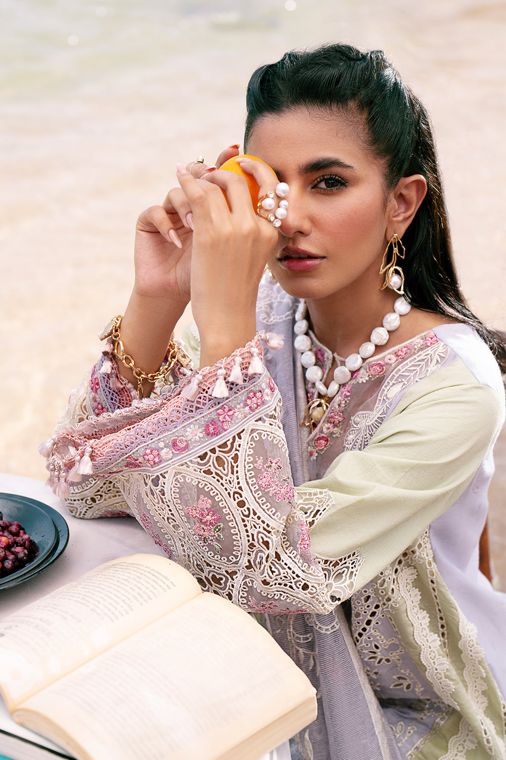 AJR Couture | Dastan Luxury Lawn 25 | Wave - Official AJR Couture stockist in UK - Sakeena London