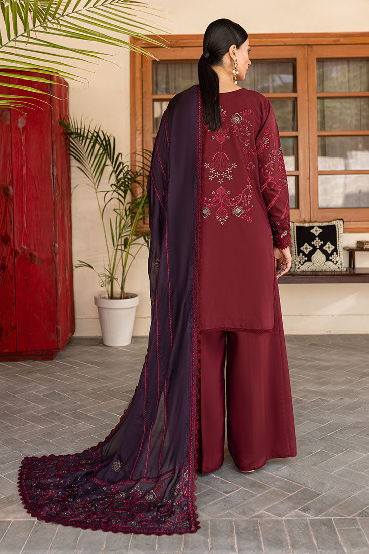 Marjjan | Aangan Embroidered Viscose | PEV-19 B (MEHROON) - Official Marjjan stockist in UK - Sakeena London