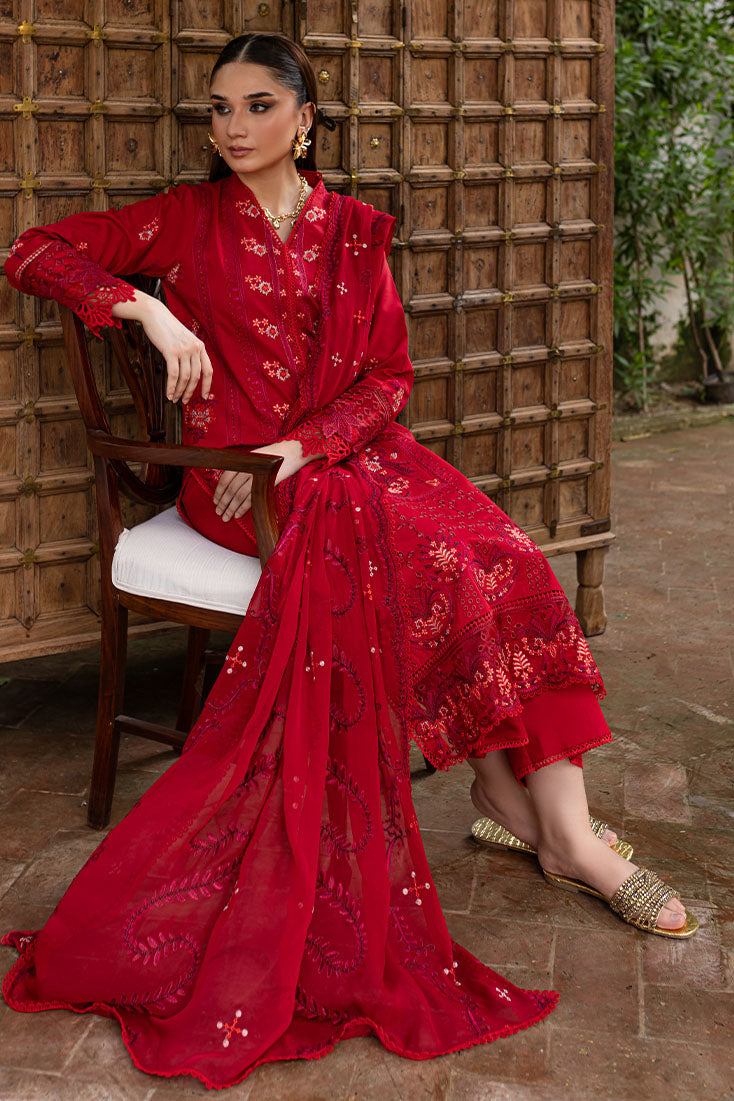 Marjjan | Aangan Embroidered Viscose | PEV-24 B (RED) - Official Marjjan stockist in UK - Sakeena London
