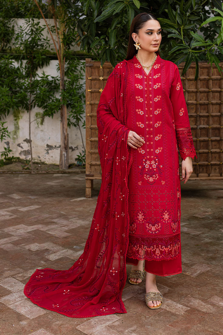 Marjjan | Aangan Embroidered Viscose | PEV-24 B (RED) - Official Marjjan stockist in UK - Sakeena London