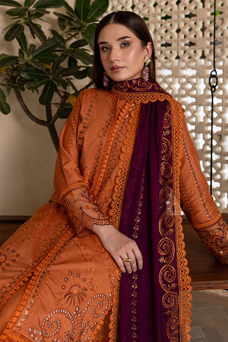 Marjjan | Aangan Embroidered Viscose | PEV-23 B (RUST) - Official Marjjan stockist in UK - Sakeena London