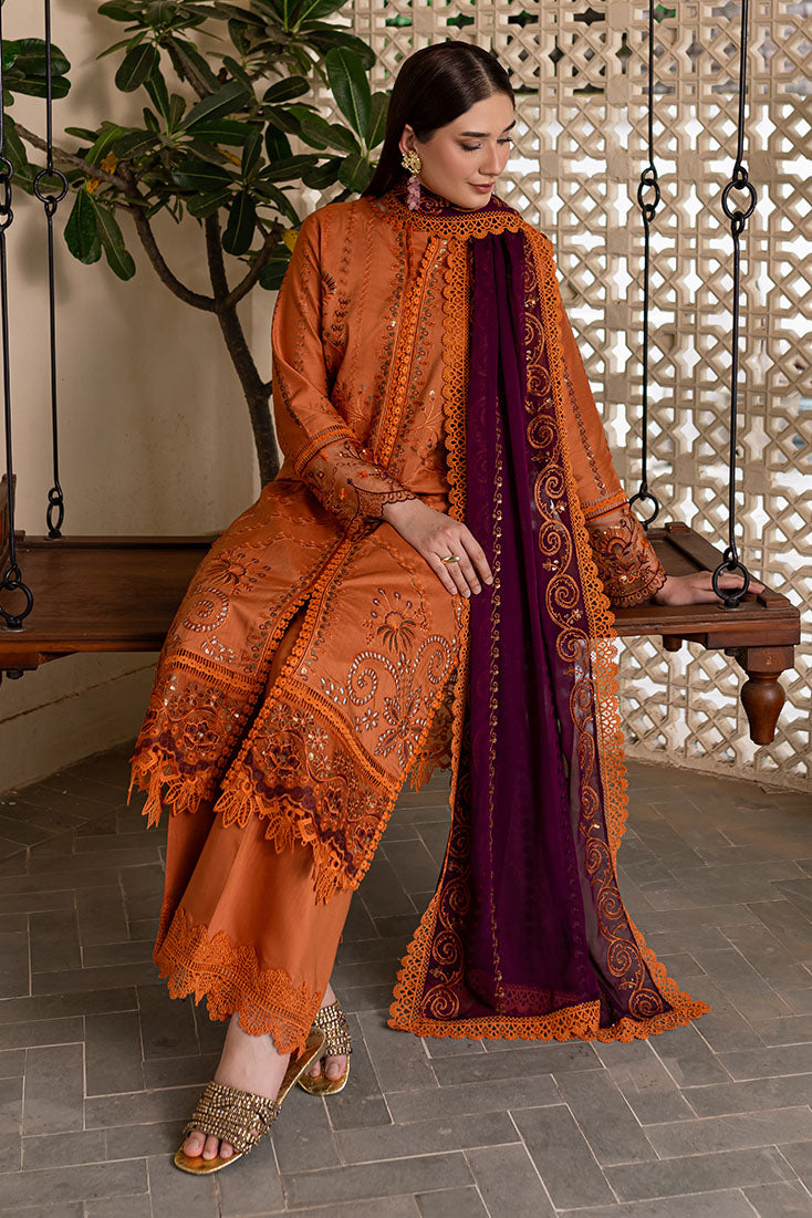 Marjjan | Aangan Embroidered Viscose | PEV-23 B (RUST) - Official Marjjan stockist in UK - Sakeena London