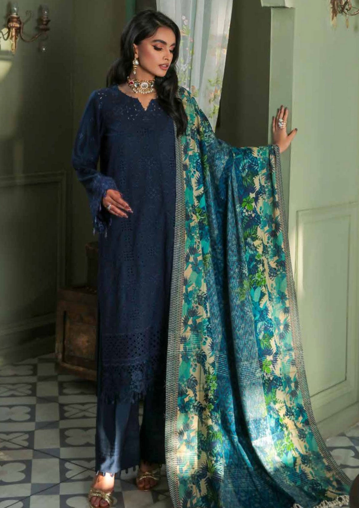 Winter Collection - Nureh - Chikankari - Leather Peach - NEP#11