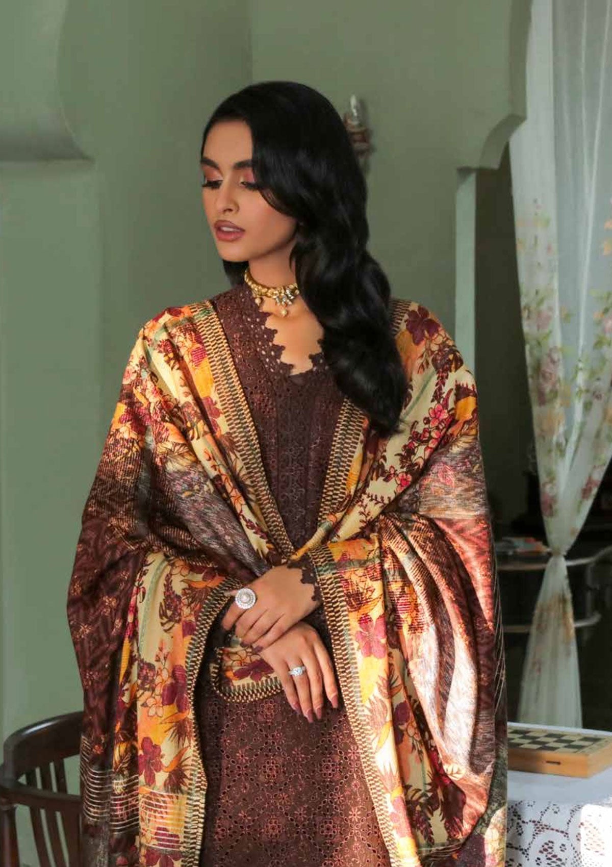 Winter Collection - Nureh - Chikankari - Leather Peach - NEP#12