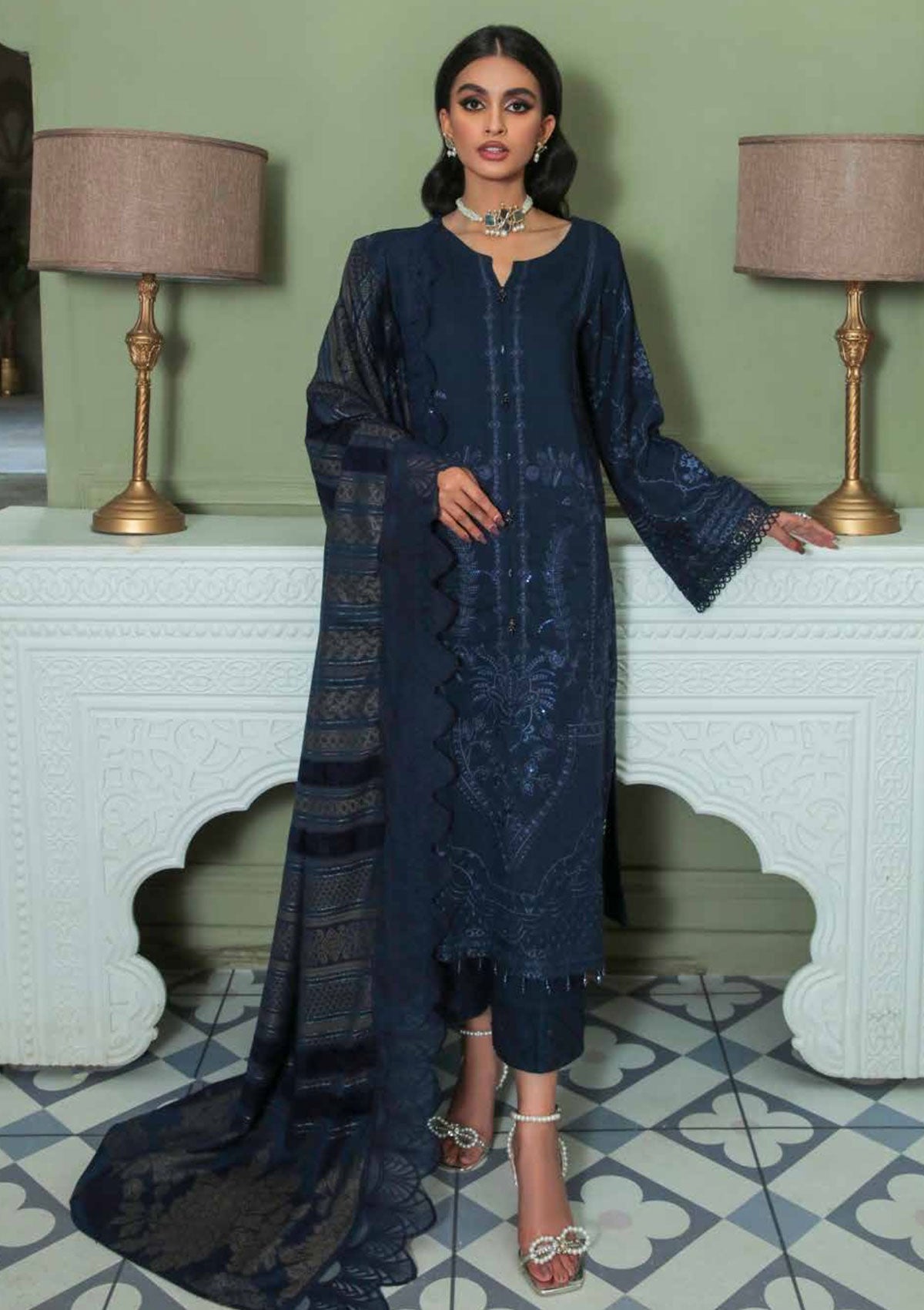 Winter Collection - Nureh - Chikankari - Leather Peach - NEP#13