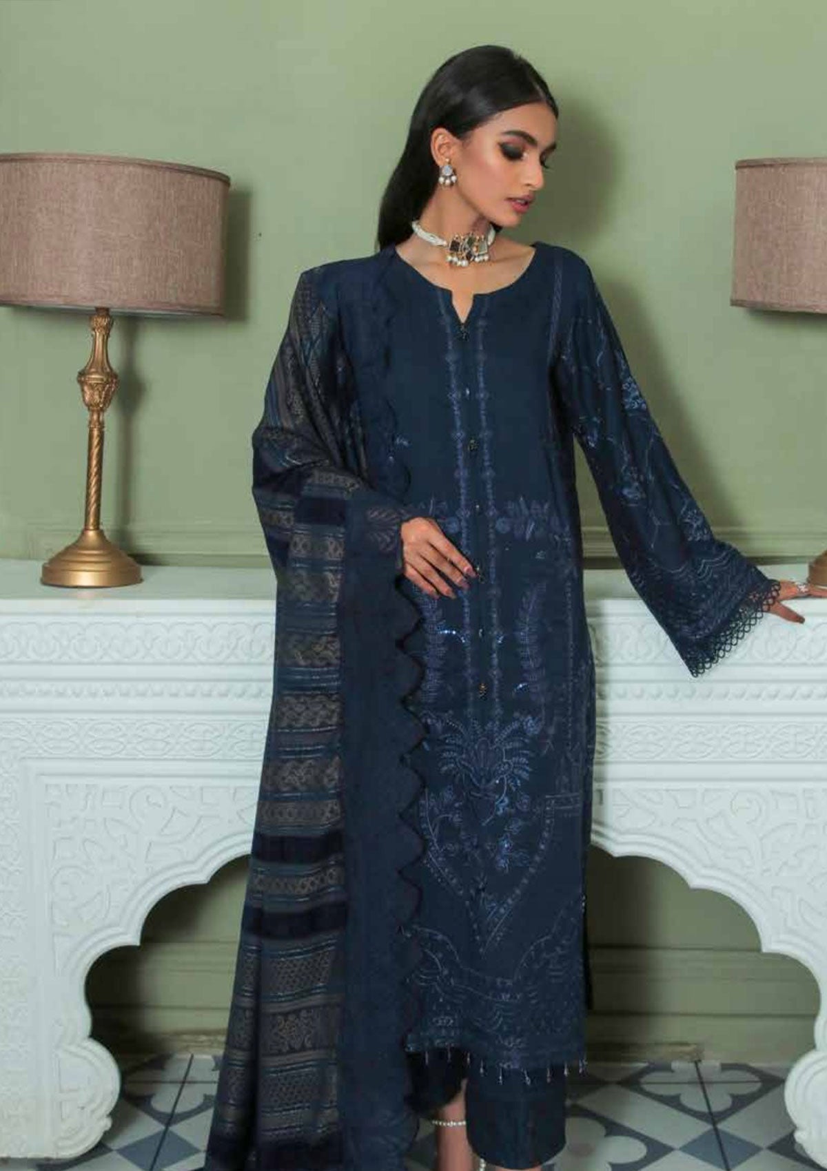 Winter Collection - Nureh - Chikankari - Leather Peach - NEP#13