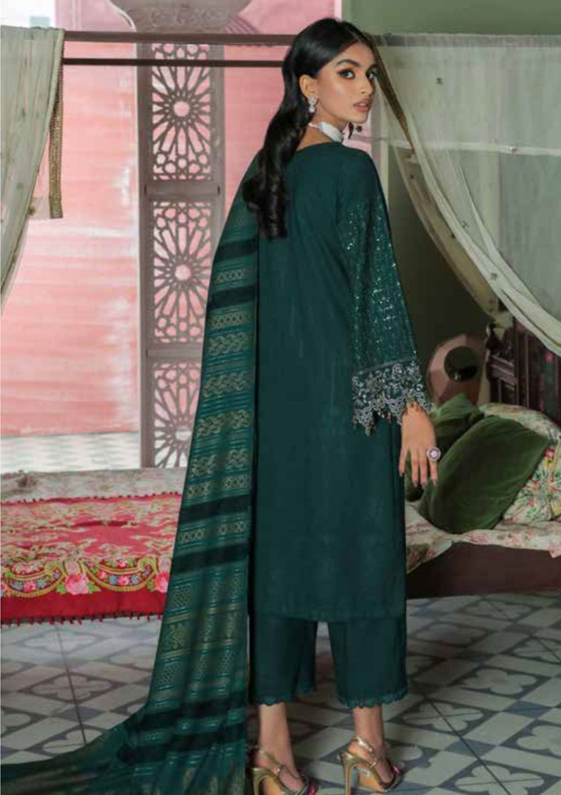 Winter Collection - Nureh - Chikankari - Leather Peach - NEP#16