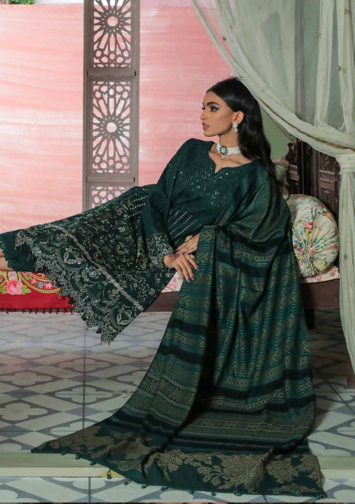 Winter Collection - Nureh - Chikankari - Leather Peach - NEP#16