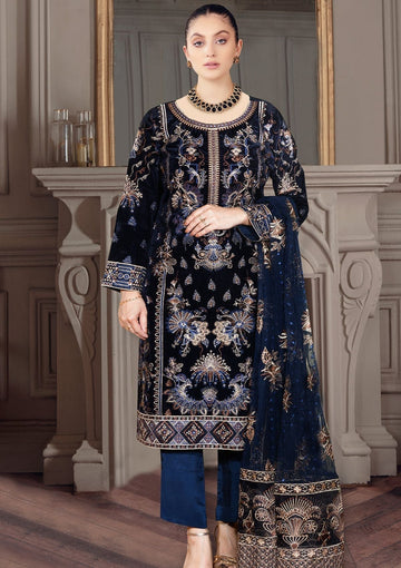 Winter Collection - Ramsha - Velvet - V04 - D#401 (Blue)