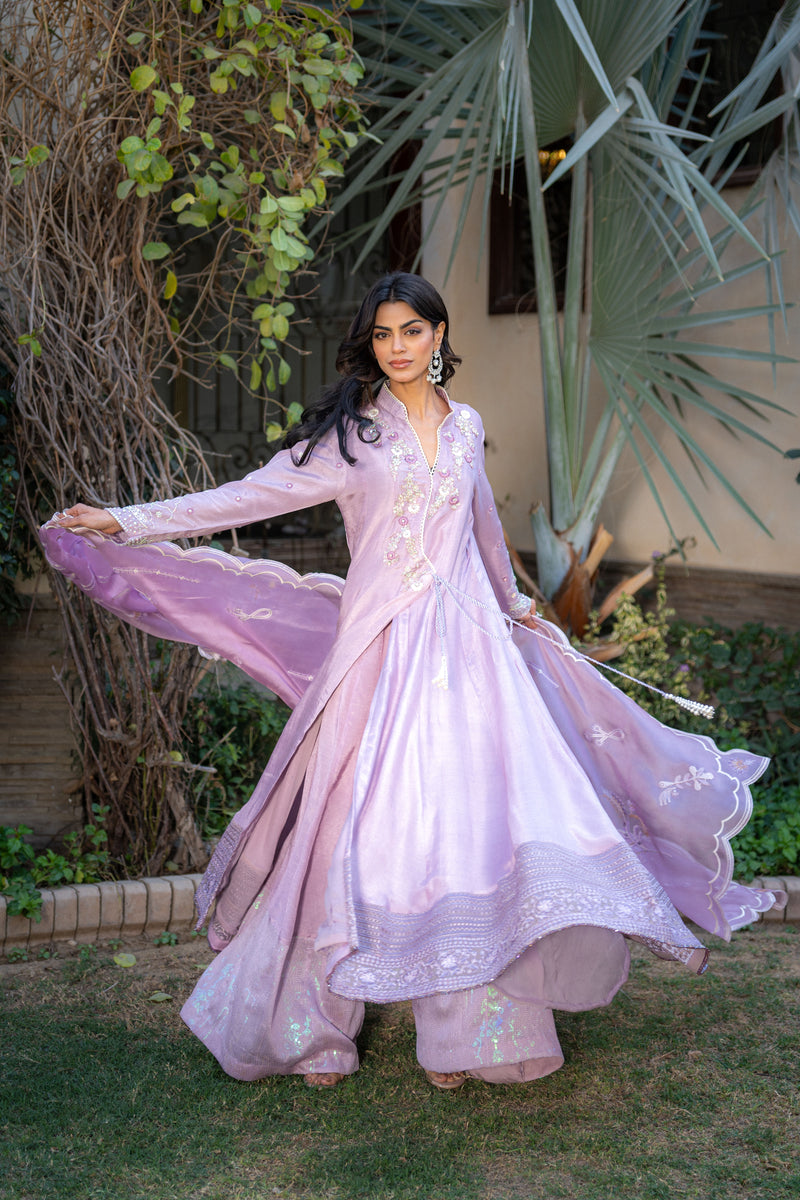 Wahaj M Khan | Pari Collection | Lilac Anarkali - Official Wahaj M Khan stockist in UK - Sakeena London