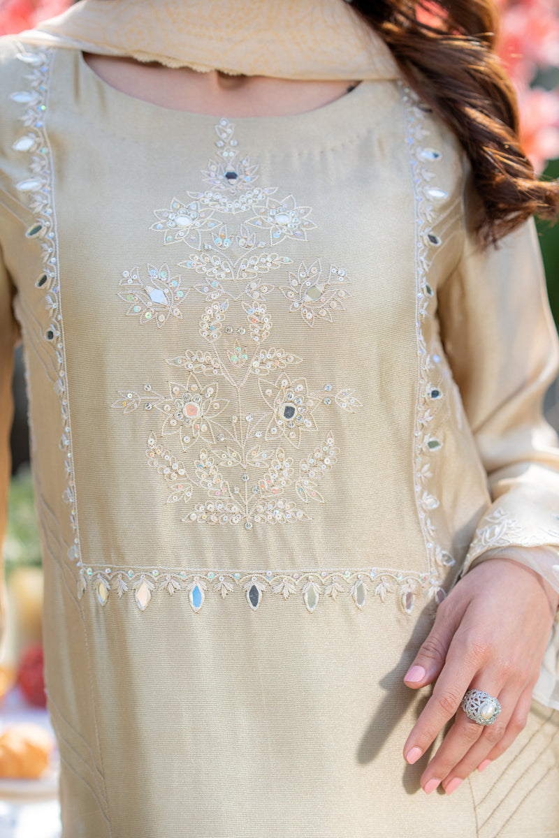 Wahaj M Khan | Pari Collection | Ivory biege Pari Outfit - Official Wahaj M Khan stockist in UK - Sakeena London