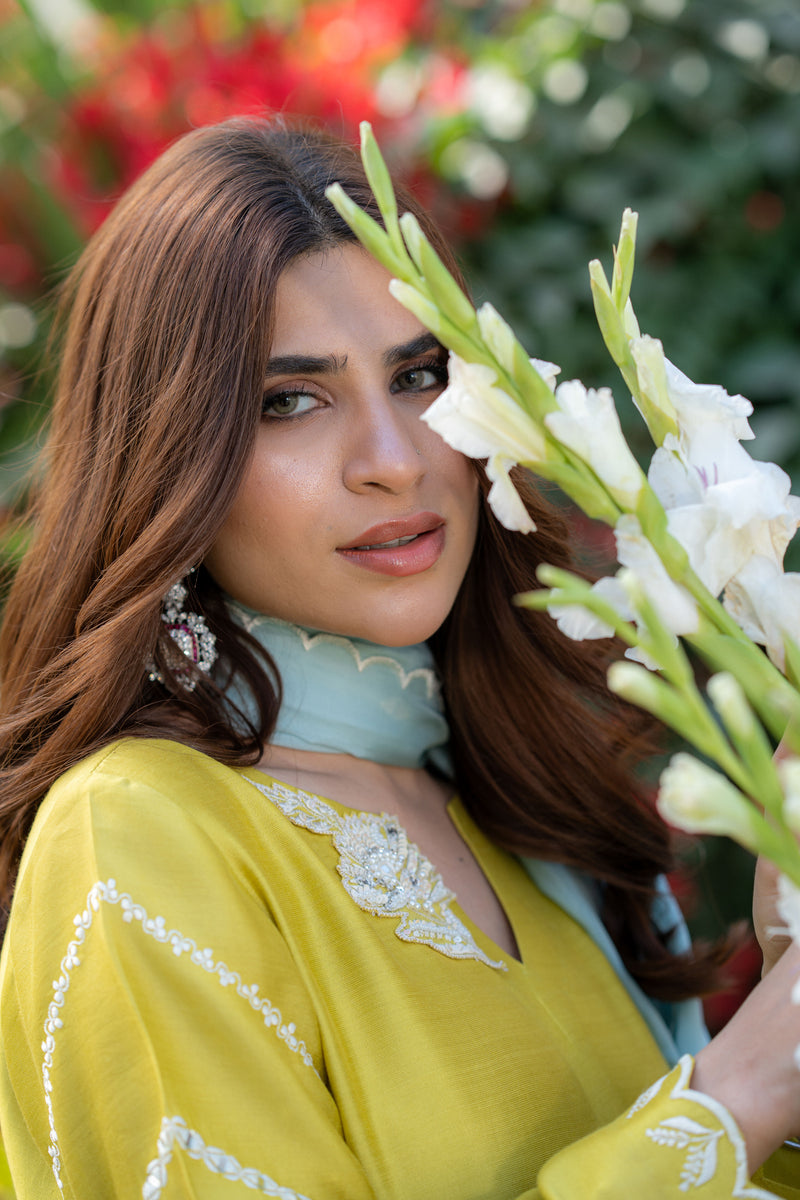 Wahaj M Khan | Pari Collection | Yellow Sheesha Pari Outfit - Official Wahaj M Khan stockist in UK - Sakeena London