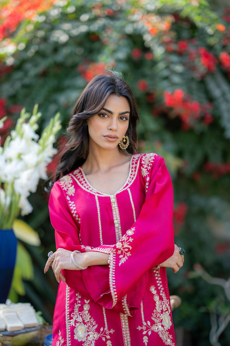 Wahaj M Khan | Pari Collection | Hotpink Sheesha Jacket - Official Wahaj M Khan stockist in UK - Sakeena London
