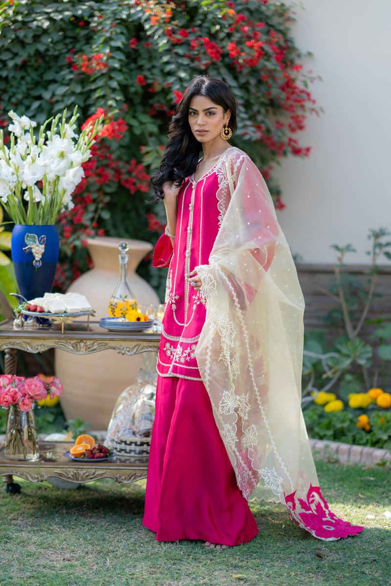 Wahaj M Khan | Pari Collection | Hotpink Sheesha Jacket - Official Wahaj M Khan stockist in UK - Sakeena London