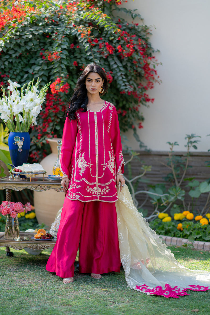 Wahaj M Khan | Pari Collection | Hotpink Sheesha Jacket - Official Wahaj M Khan stockist in UK - Sakeena London