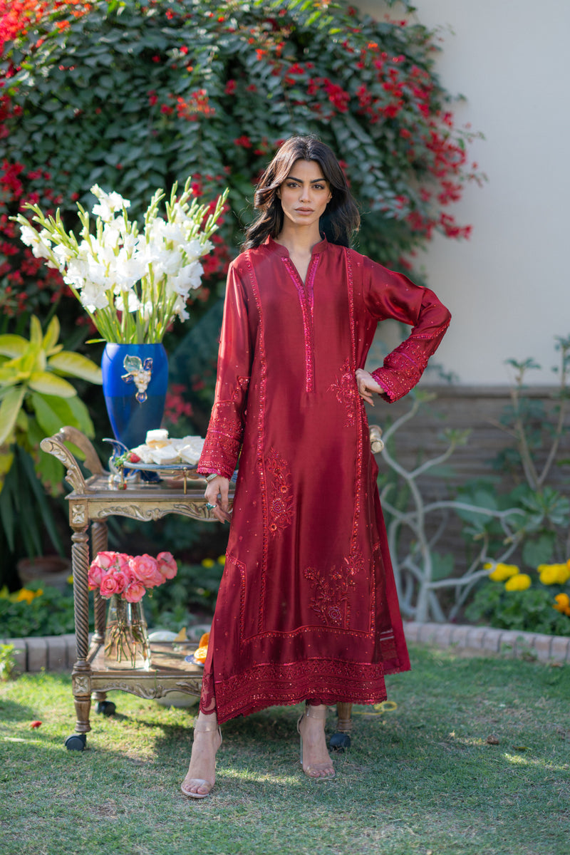 Wahaj M Khan | Pari Collection | Red Pari Sheesha Outfit - Official Wahaj M Khan stockist in UK - Sakeena London
