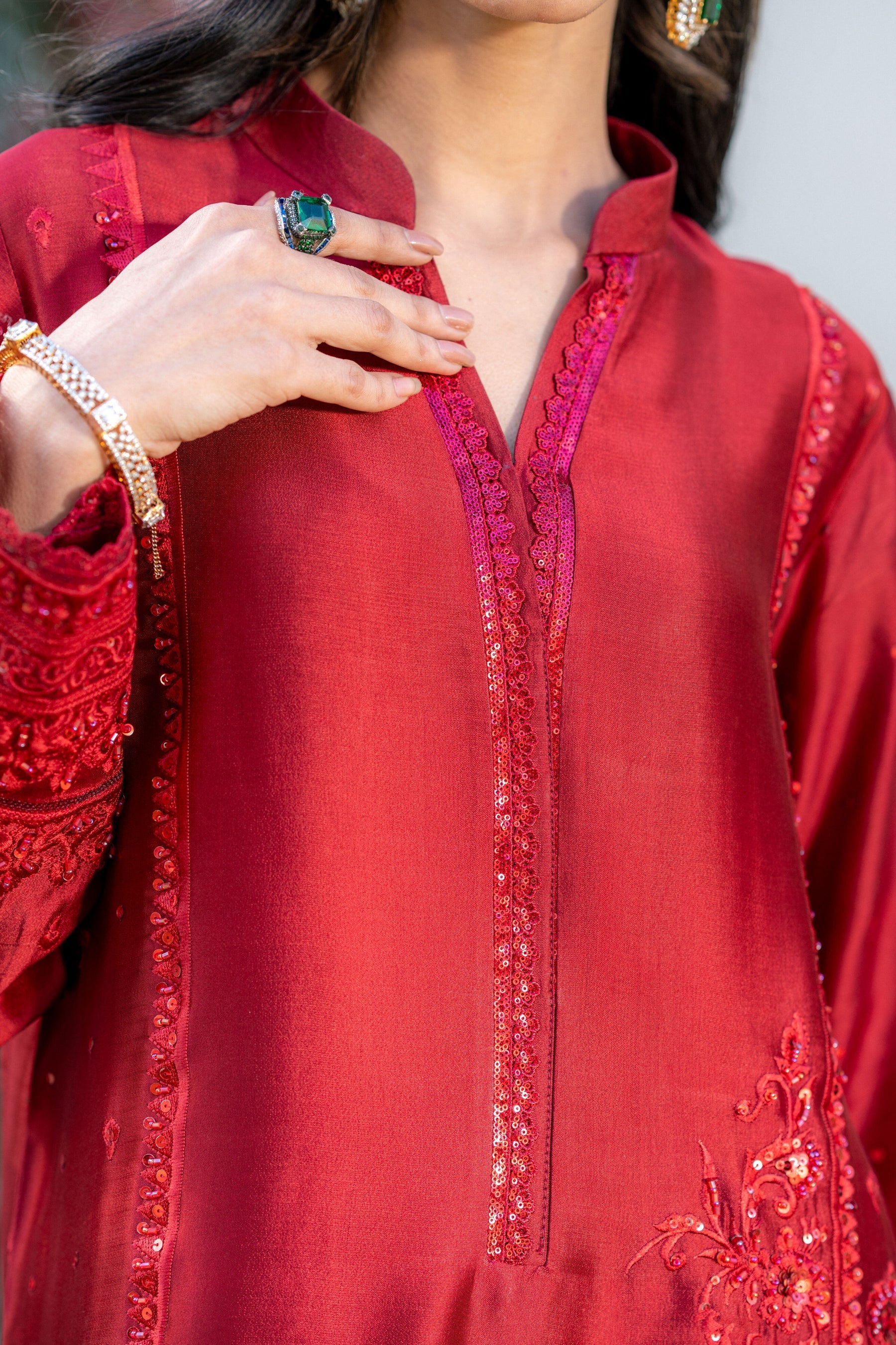 Wahaj M Khan | Pari Collection | Red Pari Sheesha Outfit - Official Wahaj M Khan stockist in UK - Sakeena London