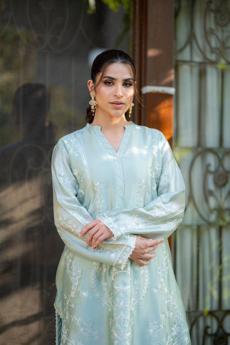 Wahaj M Khan | Pari Collection | Mint Sheesha Pari Set - Official Wahaj M Khan stockist in UK - Sakeena London