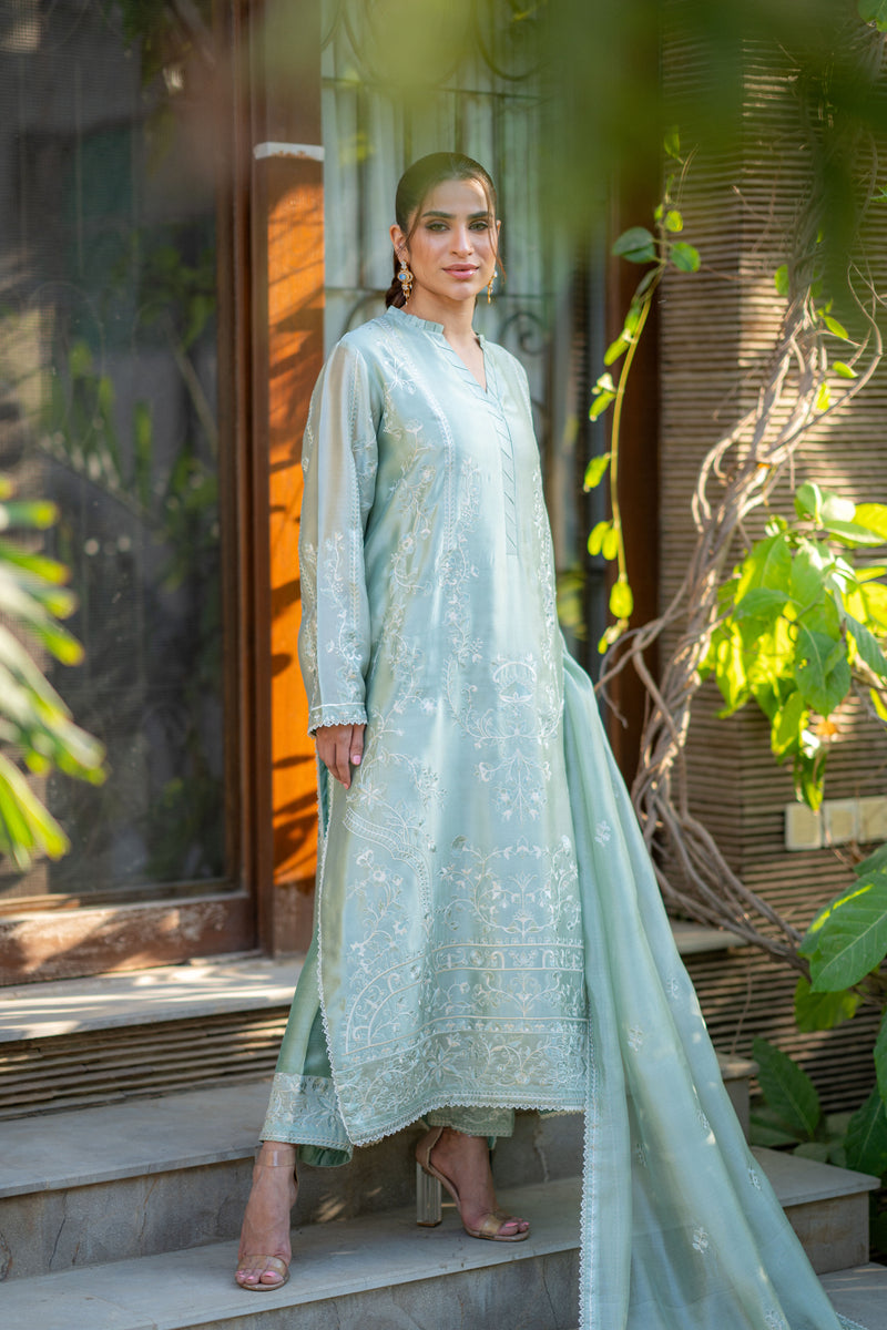 Wahaj M Khan | Pari Collection | Mint Sheesha Pari Set - Official Wahaj M Khan stockist in UK - Sakeena London