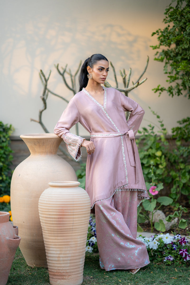 Wahaj M Khan | Pari Collection | Lavender Pari Wrap - Official Wahaj M Khan stockist in UK - Sakeena London
