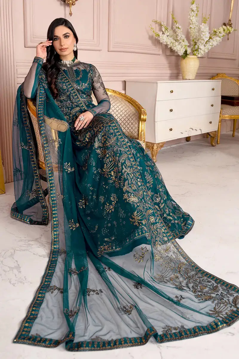 Zarif | Afreen Formals | ZA 01 EVERGREEN - Official Zarif stockist in UK - Sakeena London