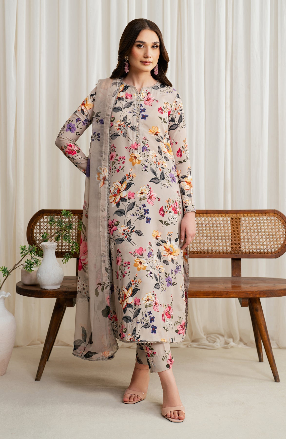 Zarif | Prints 24 | ZGS 05 BEIGE - Official Zarif stockist in UK - Sakeena London