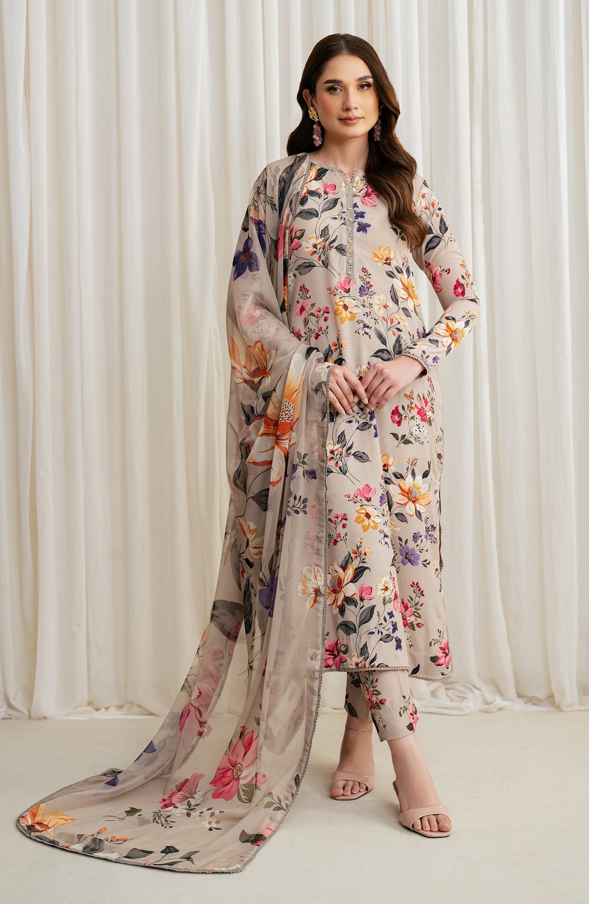 Zarif | Prints 24 | ZGS 05 BEIGE - Official Zarif stockist in UK - Sakeena London