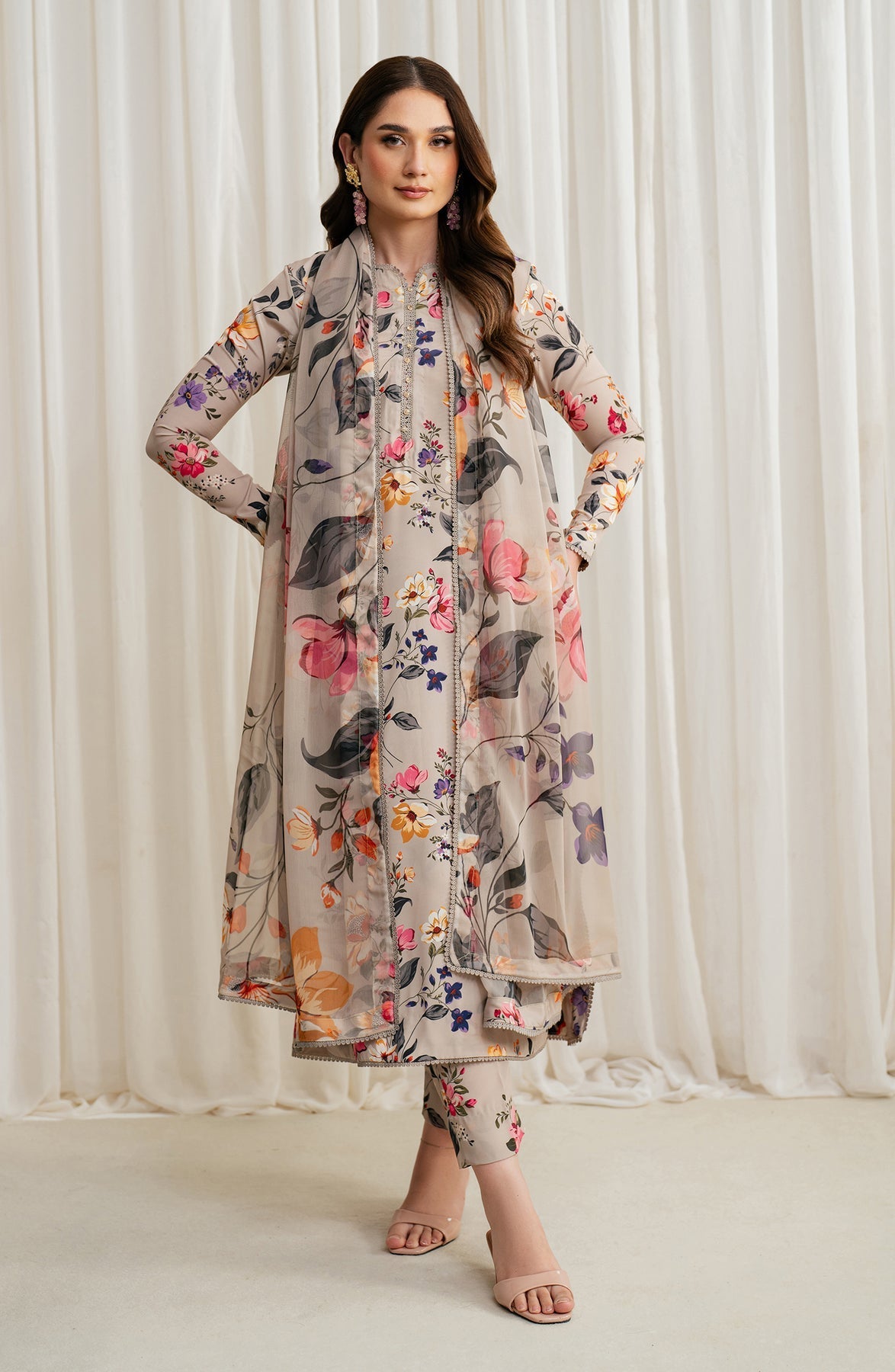 Zarif | Prints 24 | ZGS 05 BEIGE - Official Zarif stockist in UK - Sakeena London