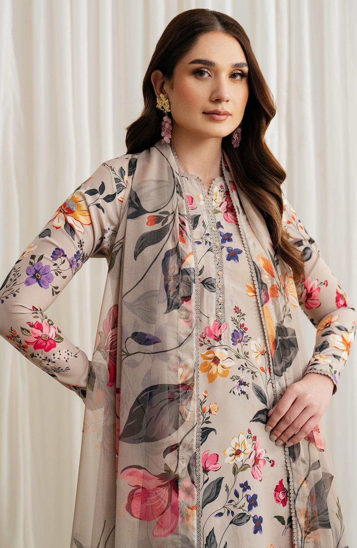 Zarif | Prints 24 | ZGS 05 BEIGE - Official Zarif stockist in UK - Sakeena London