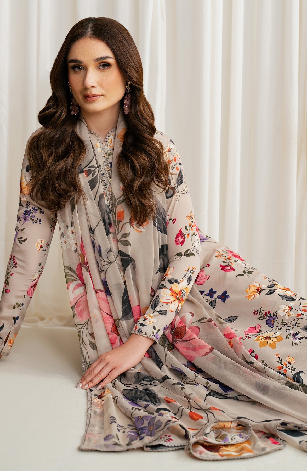 Zarif | Prints 24 | ZGS 05 BEIGE - Official Zarif stockist in UK - Sakeena London