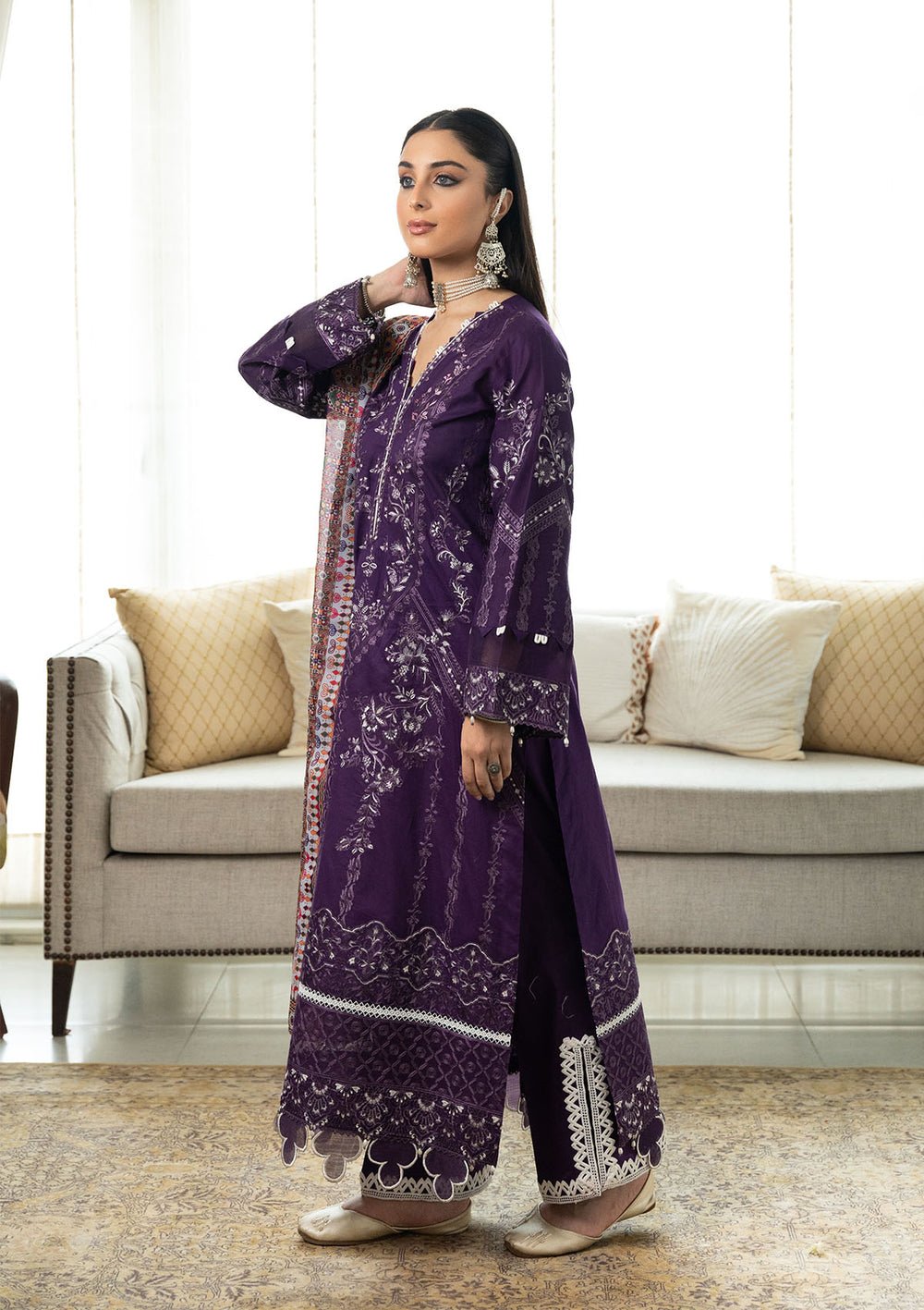 Aik Atelier | Samah Lawn 24 | LOOK 03 - Official Aik Atelier stockist in UK - Sakeena London