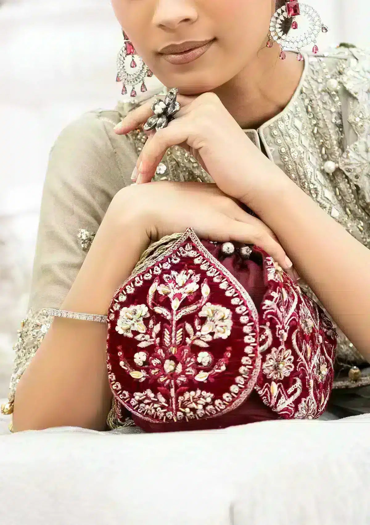 MAROON VELVET POTLI - Official Sakeena London Ltd. stockist in UK - Sakeena London