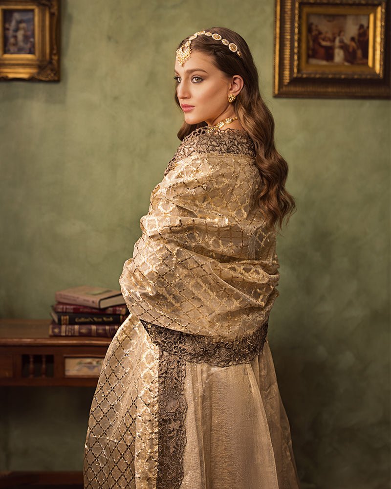 Ain | Aroosh Luxury Formals 24 | AR-77 SAIBA (Gold) - Official AIN stockist in UK - Sakeena London