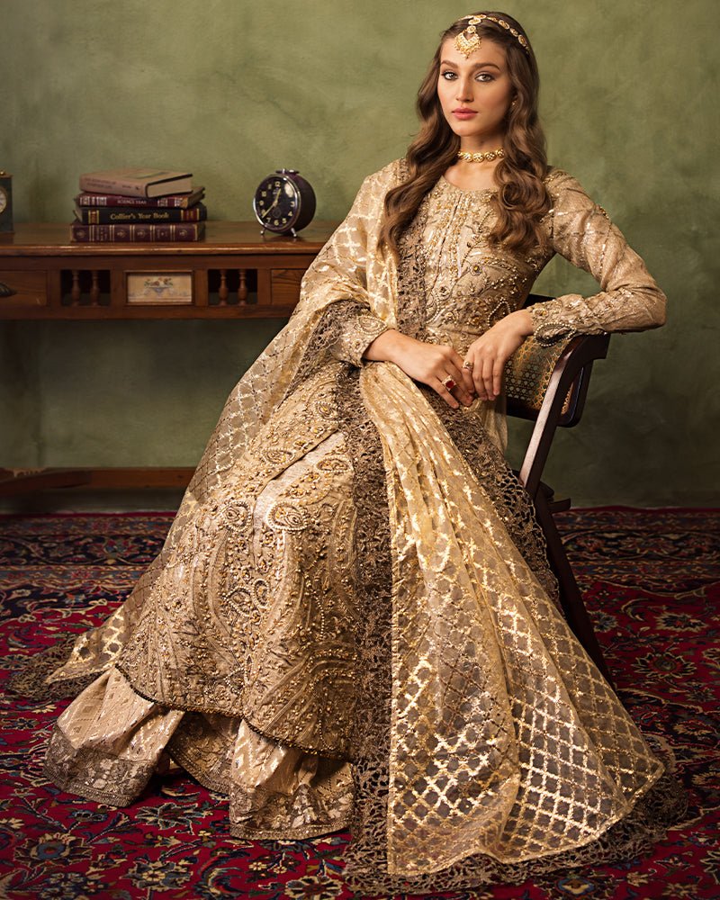 Ain | Aroosh Luxury Formals 24 | AR-77 SAIBA (Gold) - Official AIN stockist in UK - Sakeena London