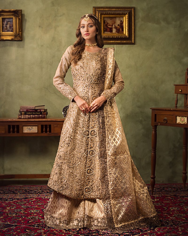 Ain | Aroosh Luxury Formals 24 | AR-77 SAIBA (Gold) - Official AIN stockist in UK - Sakeena London