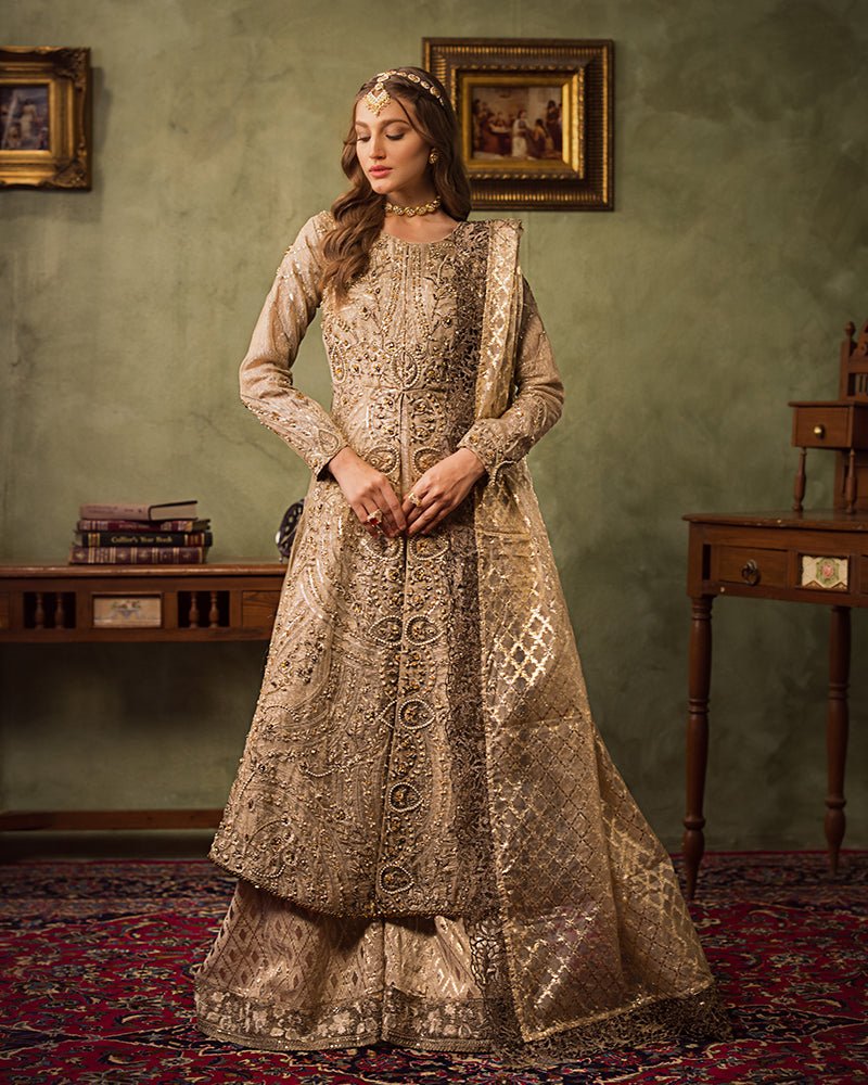 Ain | Aroosh Luxury Formals 24 | AR-77 SAIBA (Gold) - Official AIN stockist in UK - Sakeena London