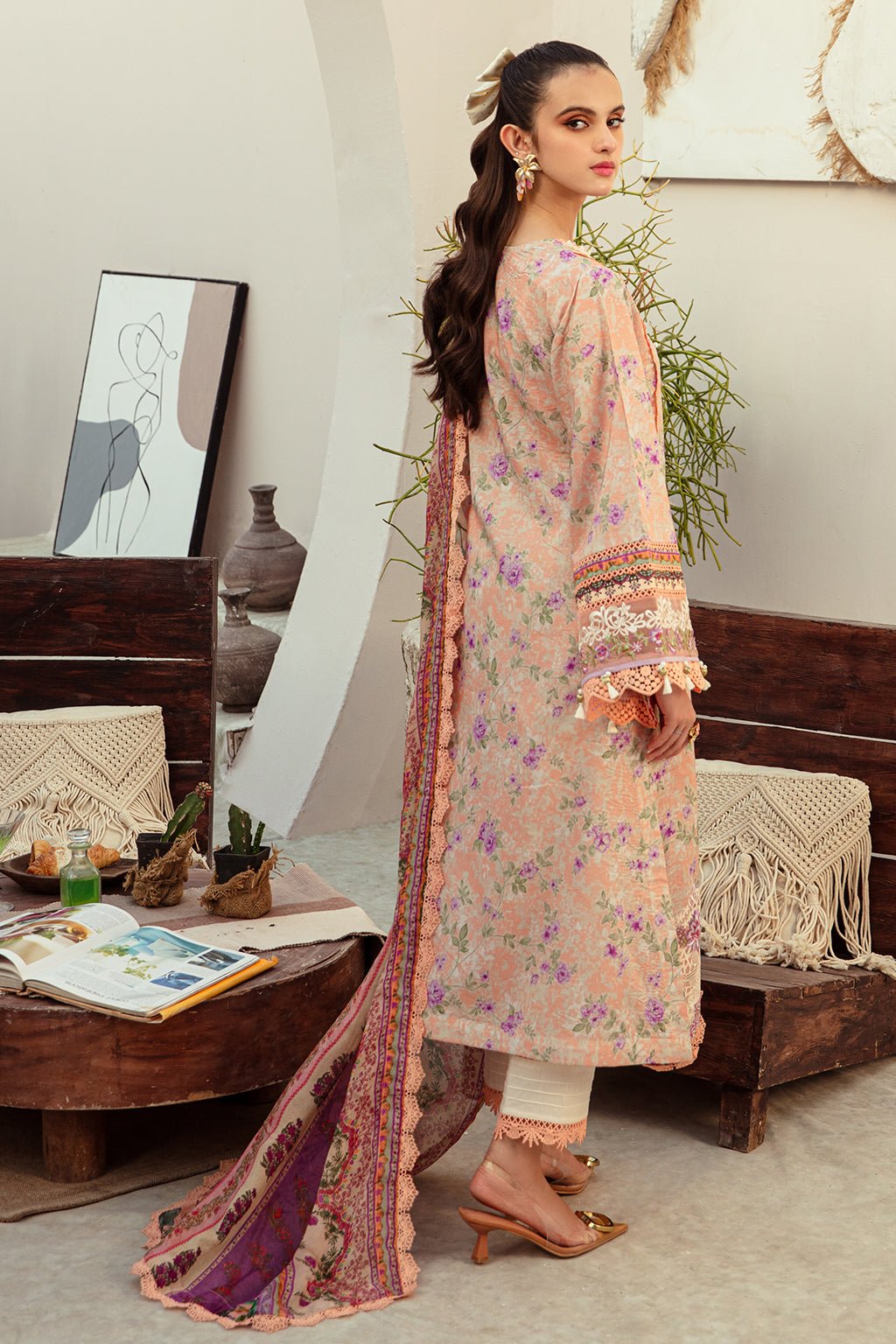 AJR Couture | Alif Affordable Lawn 24 | CORAL BLUSH - Official AJR Couture stockist in UK - Sakeena London