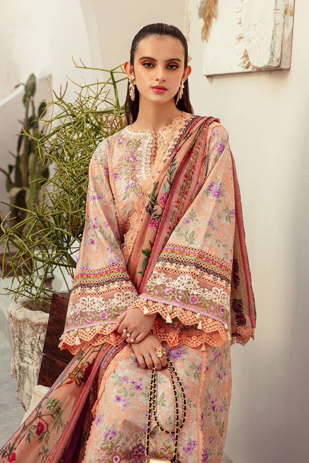 AJR Couture | Alif Affordable Lawn 24 | CORAL BLUSH - Official AJR Couture stockist in UK - Sakeena London