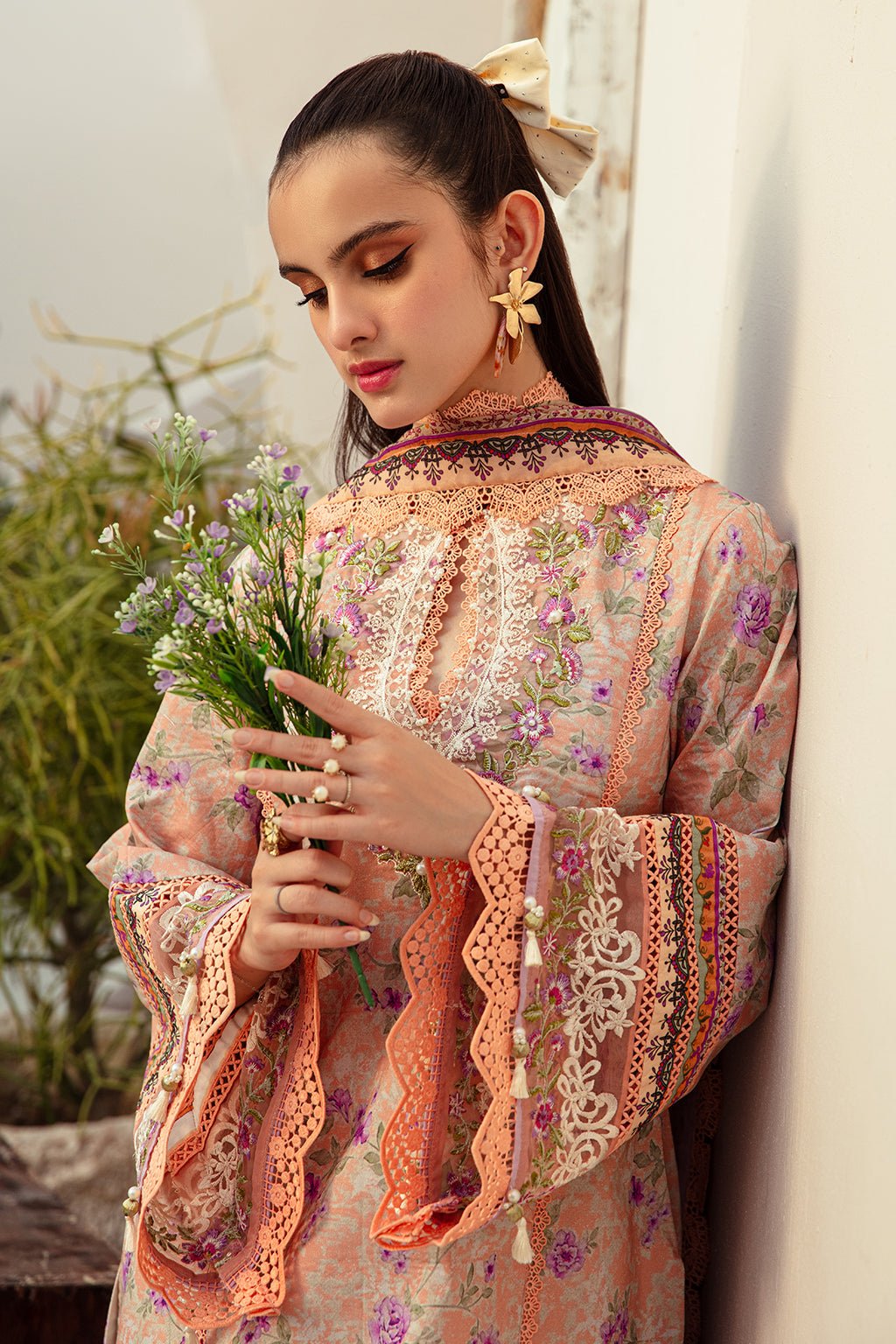 AJR Couture | Alif Affordable Lawn 24 | CORAL BLUSH - Official AJR Couture stockist in UK - Sakeena London
