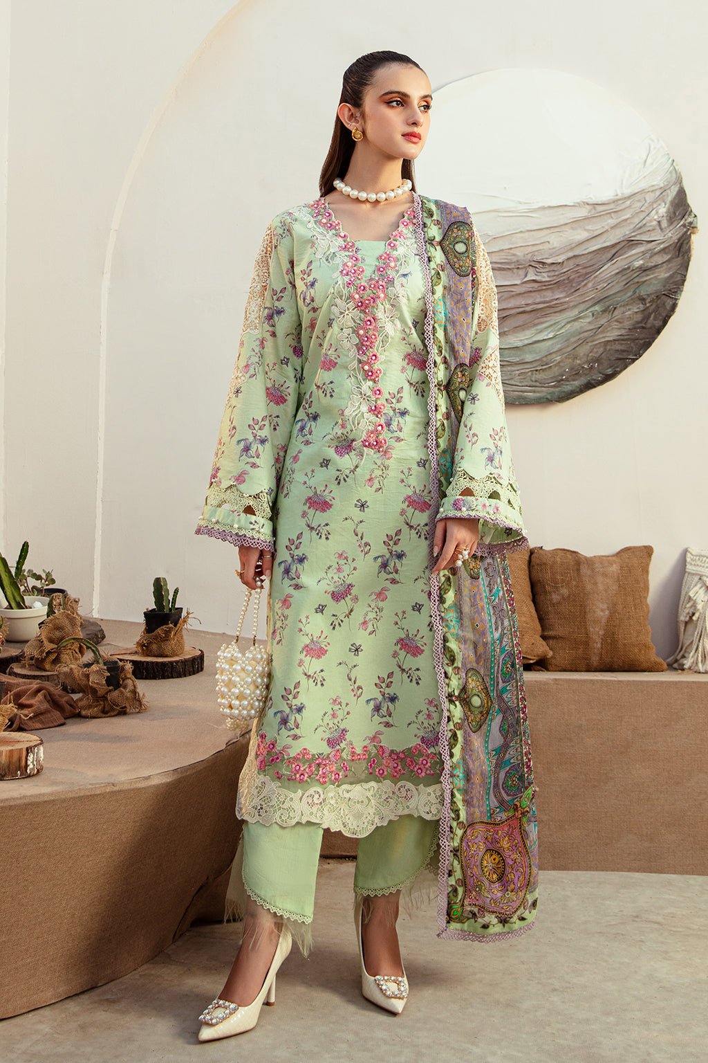 AJR Couture | Alif Affordable Lawn 24 | MINT MAGIC - Official AJR Couture stockist in UK - Sakeena London