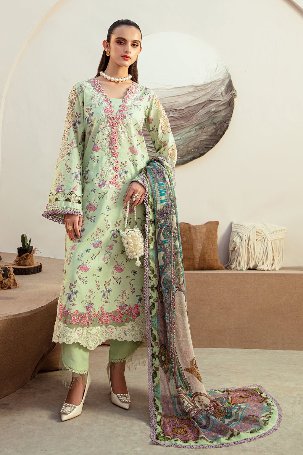 AJR Couture | Alif Affordable Lawn 24 | MINT MAGIC - Official AJR Couture stockist in UK - Sakeena London
